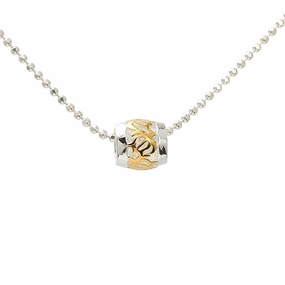 Sterling Silver Two Tone Yellow Gold Plated Honu (Turtle) Barrel Pendant (Chain Sold Separately)