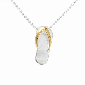 Sterling Silver Two Tone Yellow Gold Plated Plain Slipper Pendant (Chain Sold Separately)