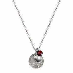Sterling Silver Wheel of Transformation & Lotus Dish Trinkets with Garnet Bead