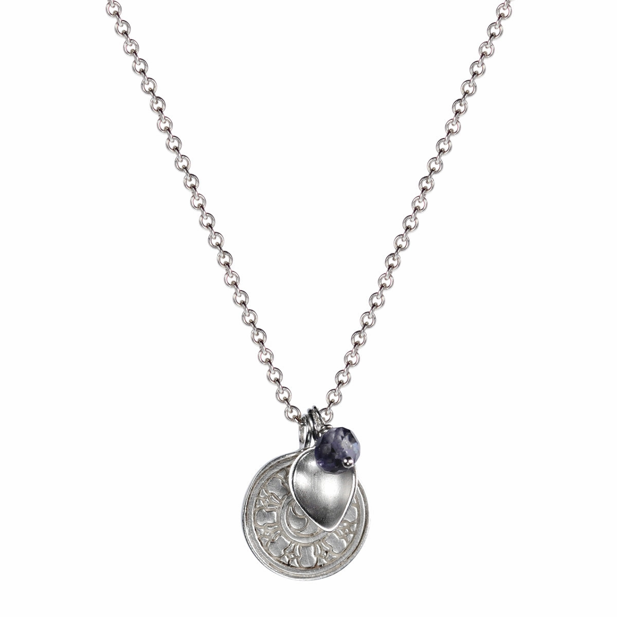 Sterling Silver Wheel of Transformation & Lotus Dish Trinkets with Iolite Bead