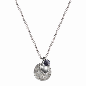 Sterling Silver Wheel of Transformation & Lotus Dish Trinkets with Iolite Bead