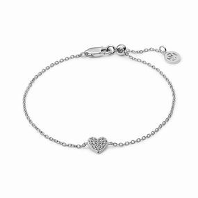Sterling Silver White Zirconia Cuore Bracelet SJ-B2705-CZ