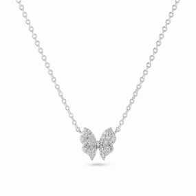 Sterling Silver White Zirconia Farfalla Necklace SJ-N2700-CZ