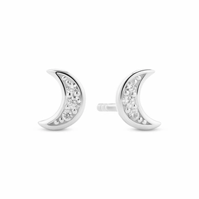 Sterling Silver White Zirconia Luna Earrings SJ-E2707-CZ