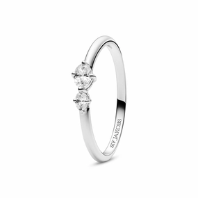 Sterling Silver White Zirconia Ovale Due Ring SJ-R2745-CZ