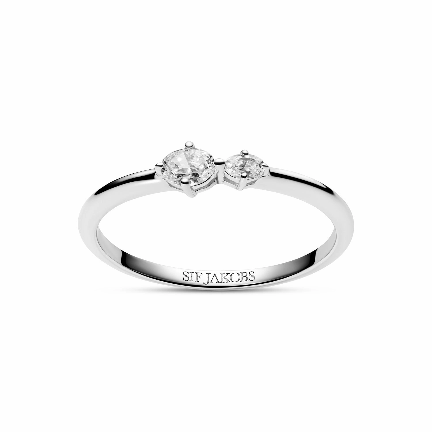 Sterling Silver White Zirconia Ovale Due Ring SJ-R2745-CZ