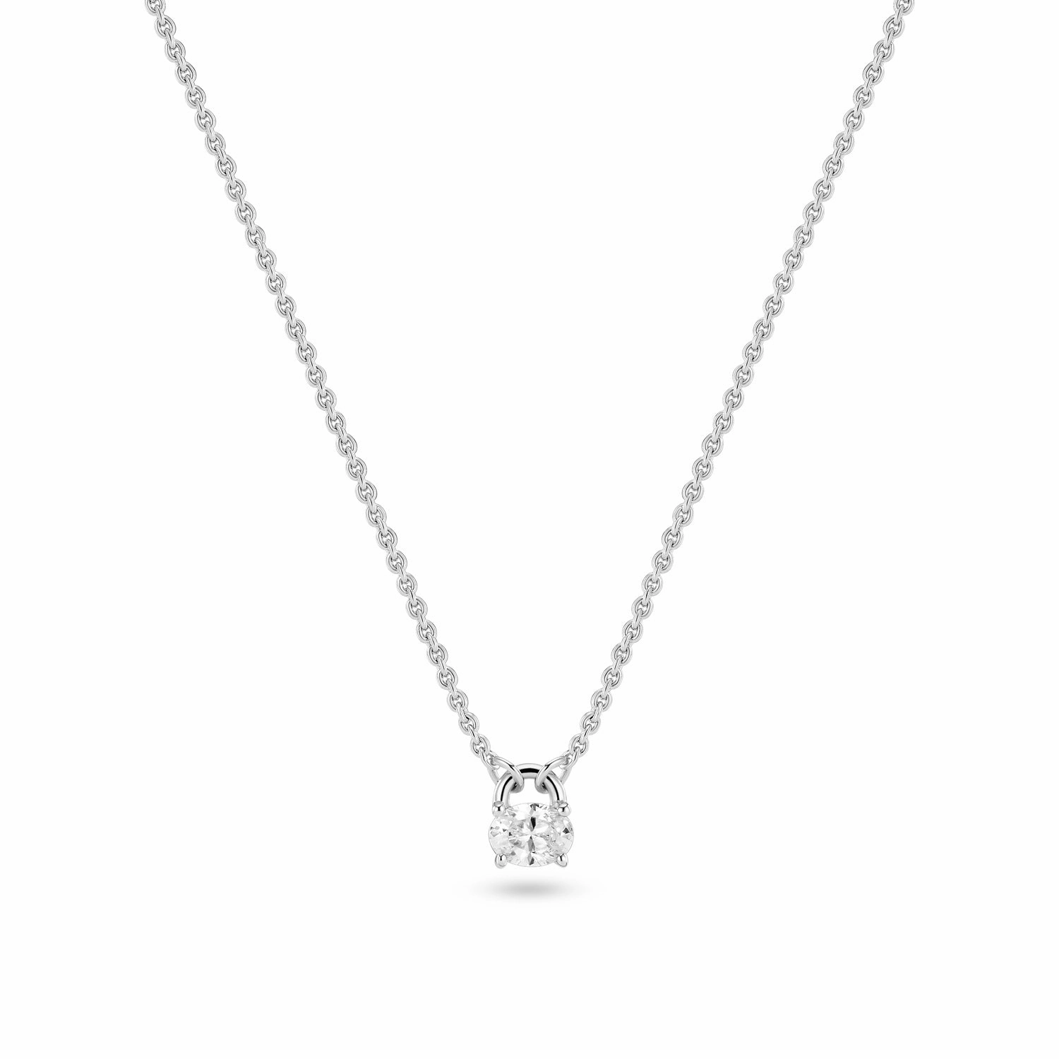 Sterling Silver White Zirconia Ovale Necklace SJ-N2744-CZ