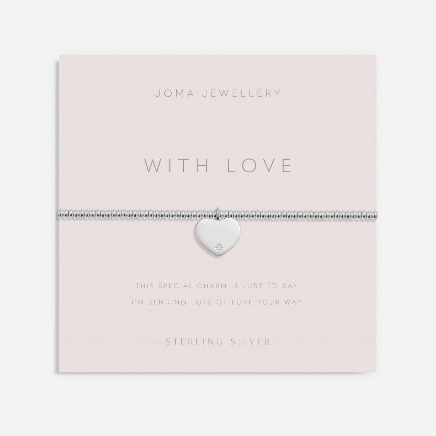 Sterling Silver With Love Cubic Zirconia Heart Bracelet JJS0061