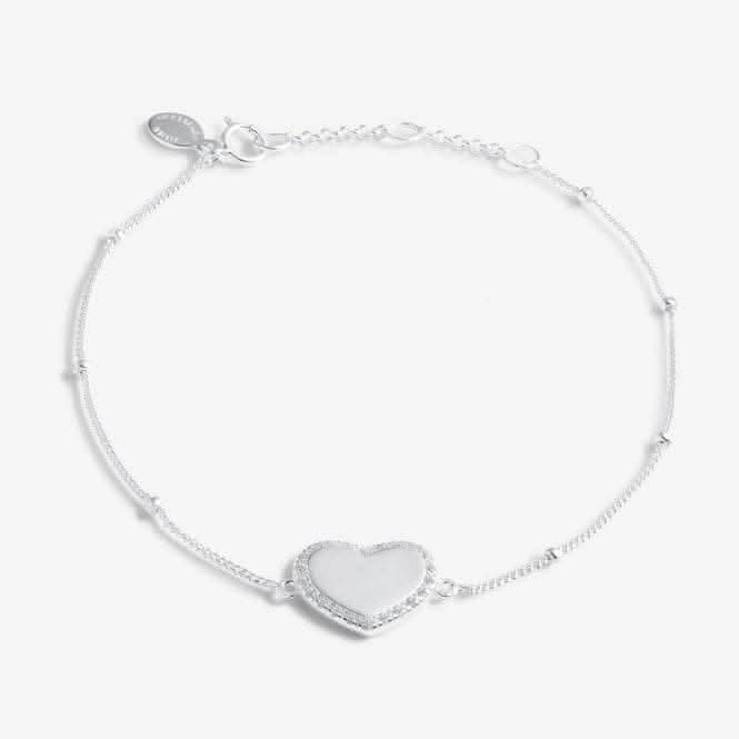 Sterling Silver Wonderful Mum Heart Pave 16cm   3cm Bracelet JJS0003