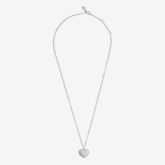 Sterling Silver Wonderful Mum Heart Pave 46cm   5cm Necklace JJS0015