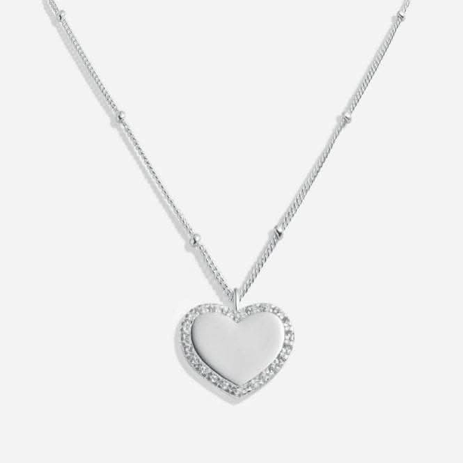 Sterling Silver Wonderful Mum Heart Pave 46cm   5cm Necklace JJS0015