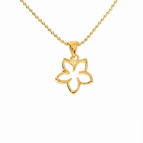 Sterling Silver Yellow Gold Plated Floating Plumeria Pendant (S/L) (Chain Sold Separately)
