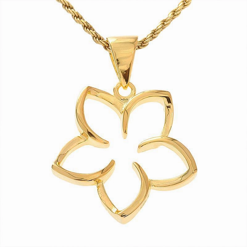 Sterling Silver Yellow Gold Plated Floating Plumeria Pendant (S/L) (Chain Sold Separately)
