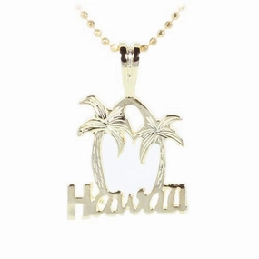 Sterling Silver Yellow Gold Plated HAWAII Palm Tree Pendant (Chain Sold Separately)