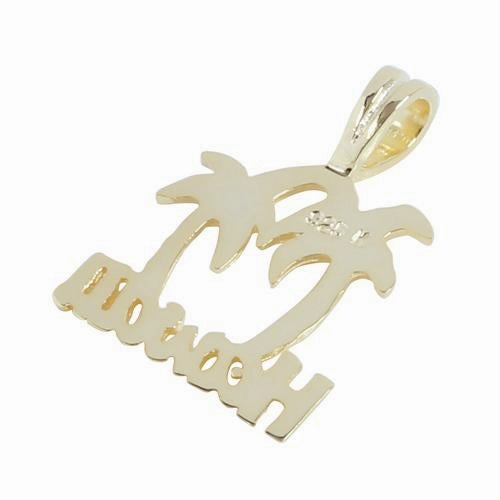 Sterling Silver Yellow Gold Plated HAWAII Palm Tree Pendant (Chain Sold Separately)