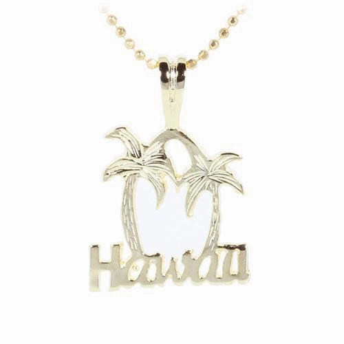 Sterling Silver Yellow Gold Plated HAWAII Palm Tree Pendant (Chain Sold Separately)