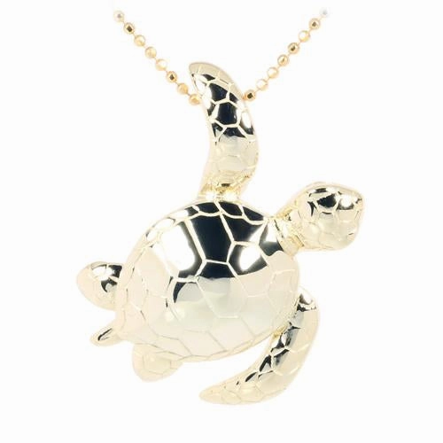 Sterling Silver Yellow Gold Plated Honu (Hawaiian Turtle) Pendant (Chain Sold Separately)