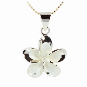Sterling Silver Yellow Gold Plated Plumeria Pendant (Chain Sold Separately)