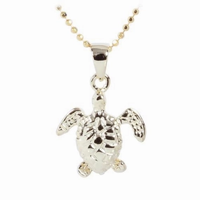 Sterling Silver Yellow Gold Plated Small Honu (Hawaiian Turtle) Pendant (Chain Sold Separately)