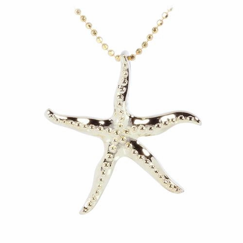Sterling Silver Yellow Gold Plated Starfish Pendant (Chain Sold Separately)