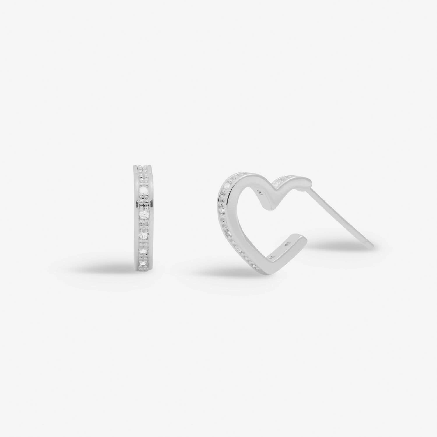 Style Stories Pave Edge Heart Hoop Silver Plated Earrings 7733