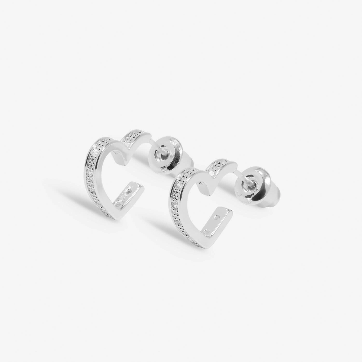 Style Stories Pave Edge Heart Hoop Silver Plated Earrings 7733