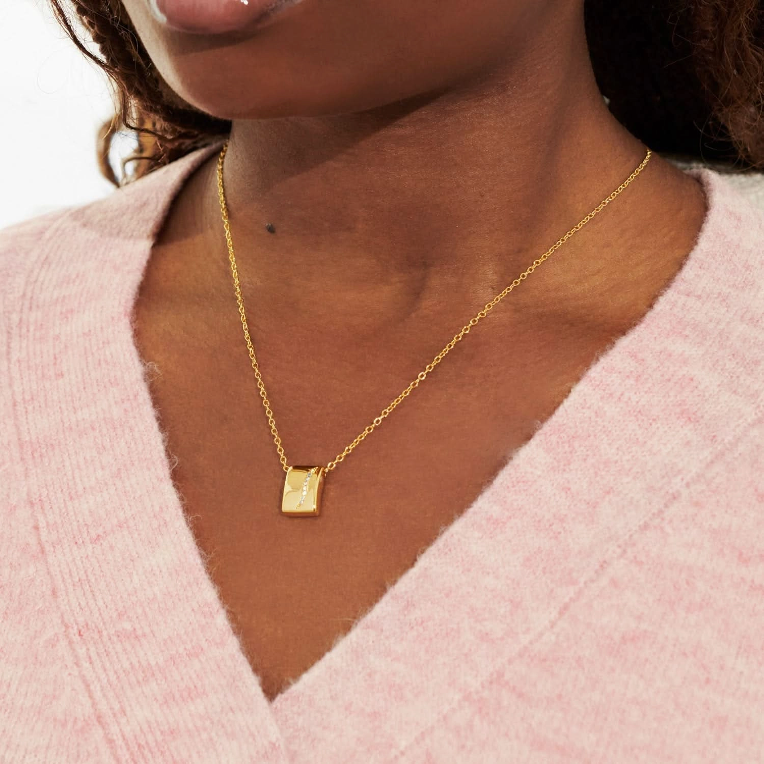 Style Stories Pave Tag Gold Plated Necklace 7728