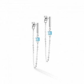 Swarovski Crystal Blue Silver Ear Studs 5076/21-0717