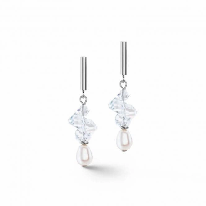 Swarovski Crystal Freshwater Pearl White Silver Ear Studs 1124/21-1417