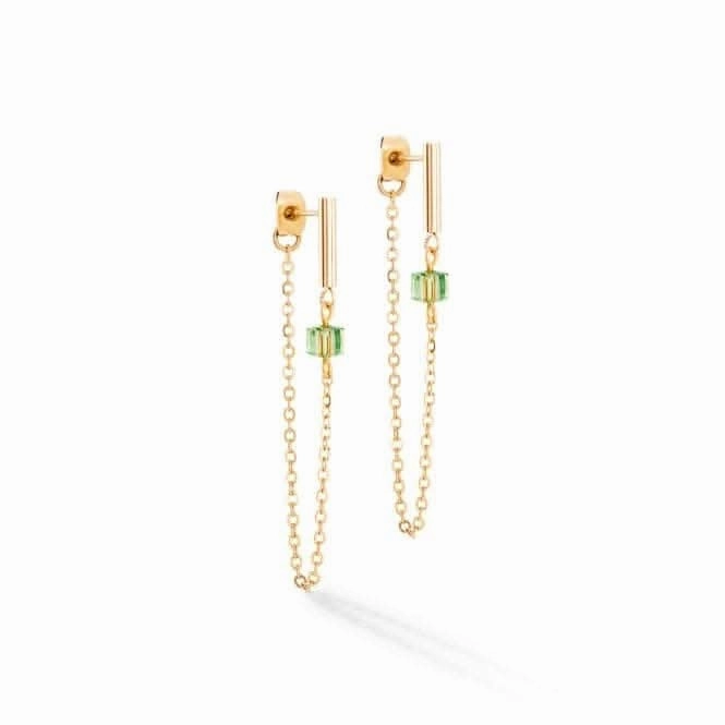Swarovski Crystal Green Gold Ear Studs 5076/21-0516