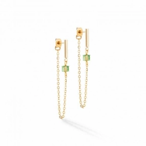 Swarovski Crystal Green Gold Ear Studs 5076/21-0516