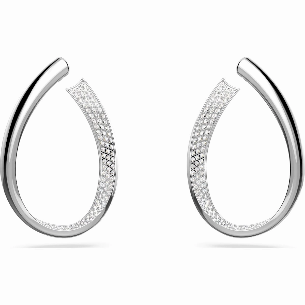 Swarovski Exist Rhodium Plated Medium White Crystal Hoop Earrings