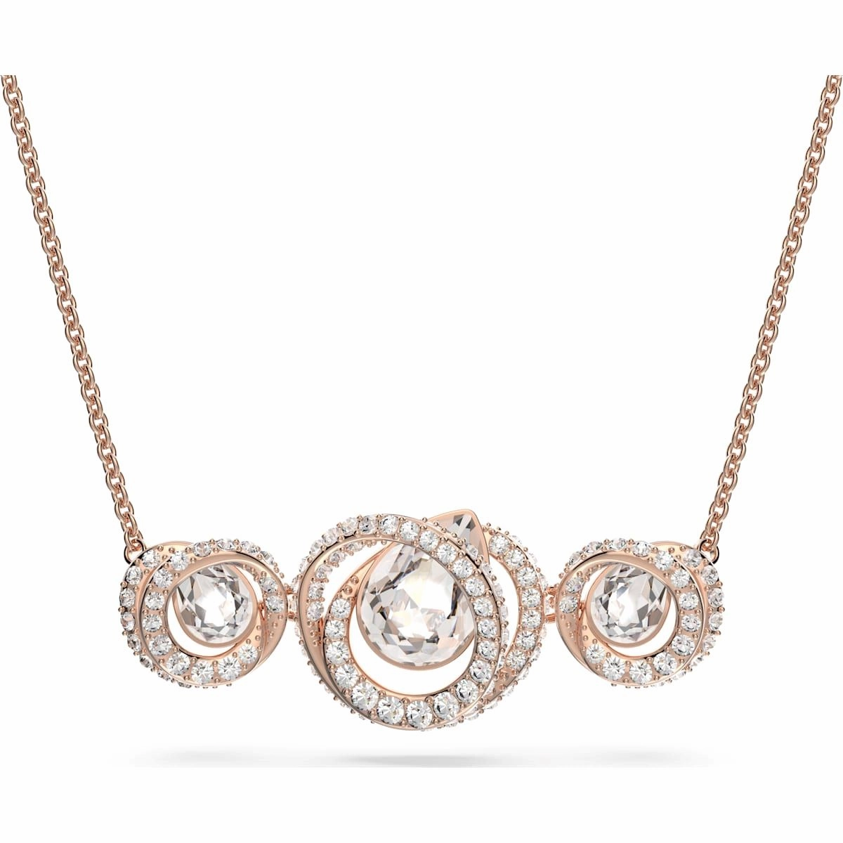 Swarovski Generation Rose Gold Tone Plated White Crystal Tri Spiral Pendant