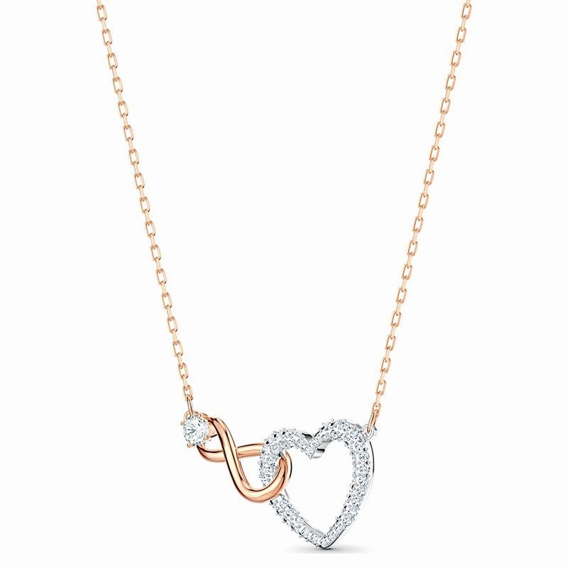 Swarovski Infinity Heart Crystal Rose Gold Plated Set