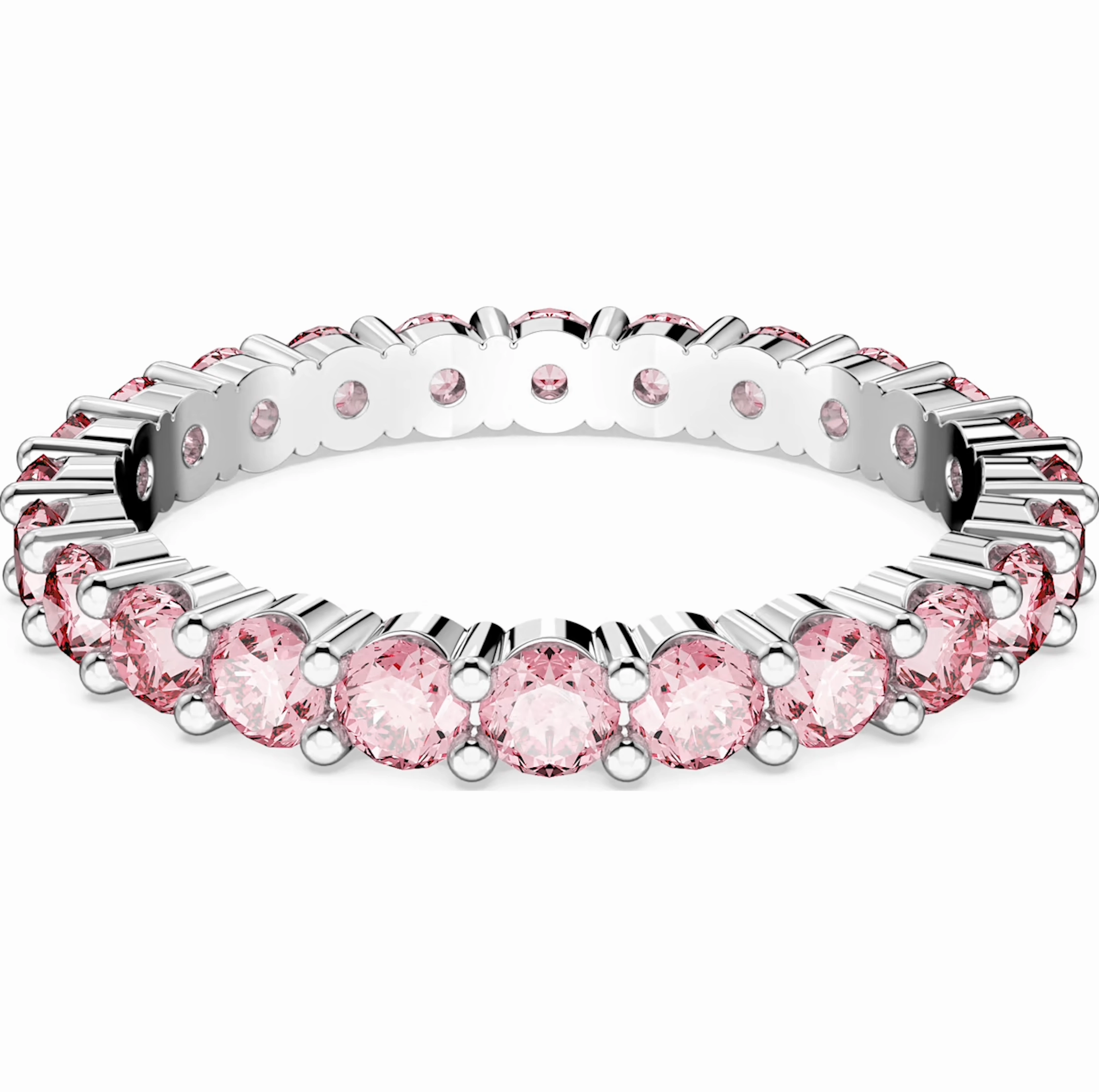 Swarovski Matrix Rhodium Plated Pink Crystal Ring 55
