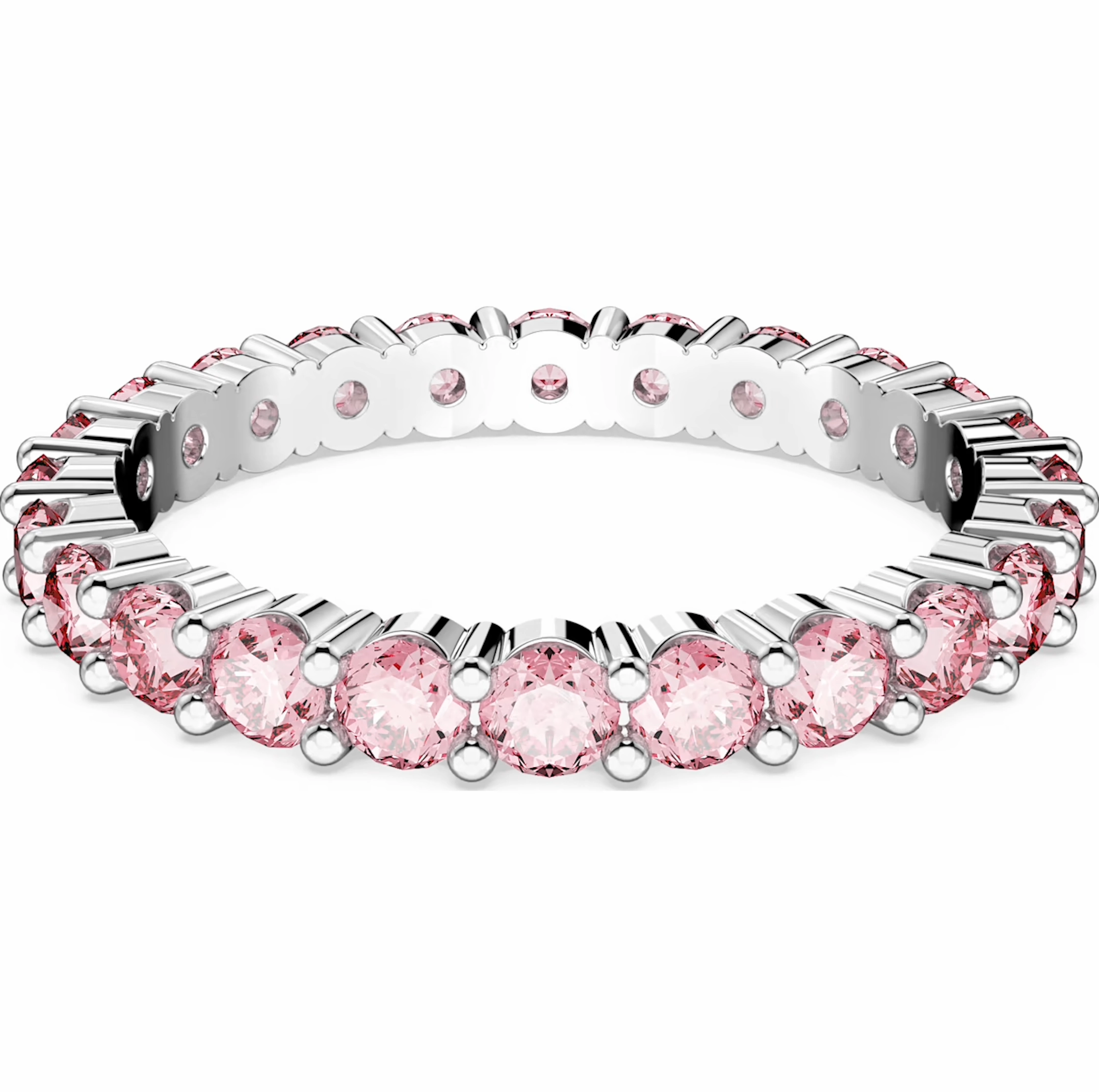 Swarovski Matrix Rhodium Plated Pink Crystal Ring 58