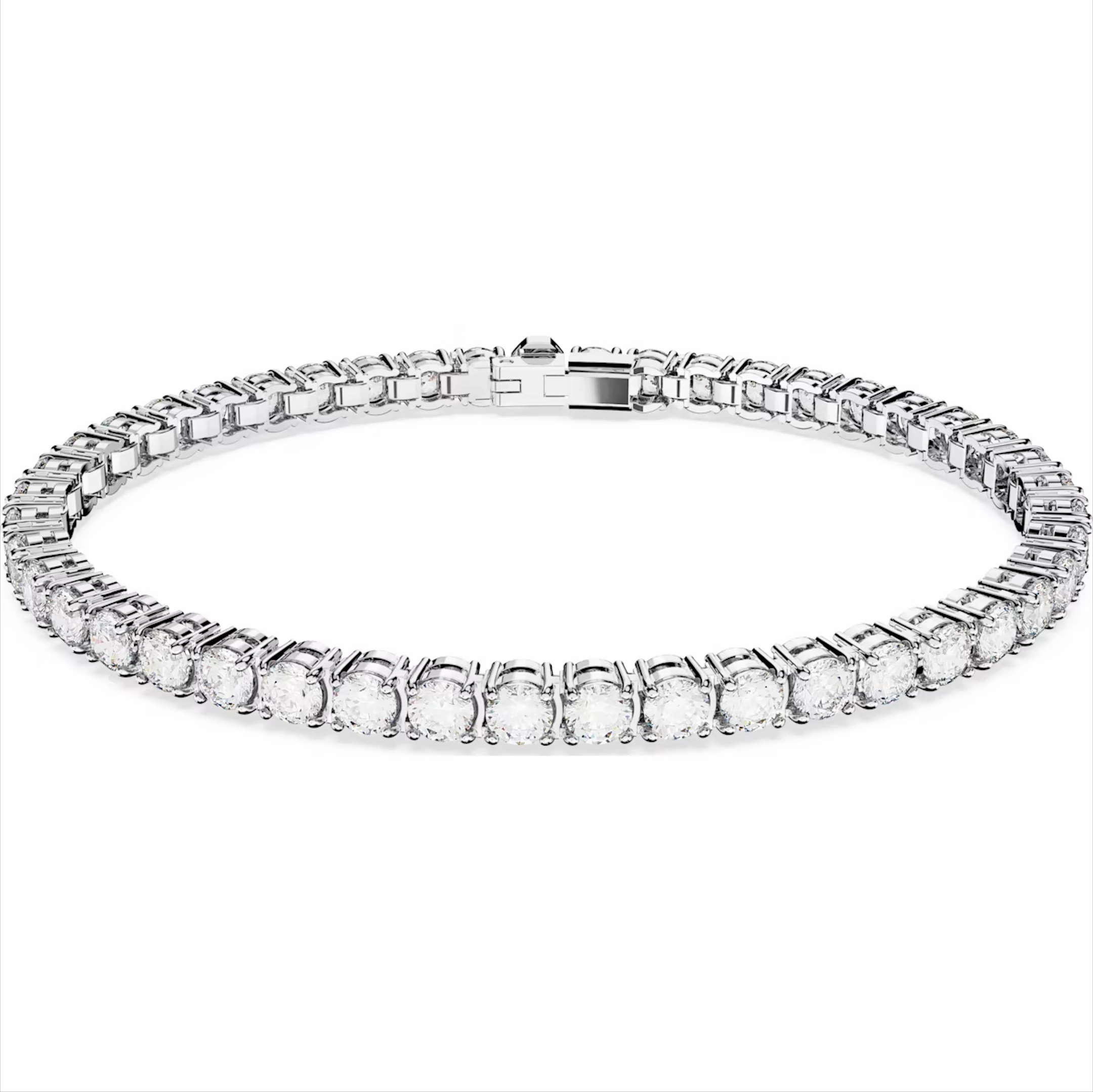 Swarovski Matrix Rhodium Plated Round White Crystal Tennis Bracelet