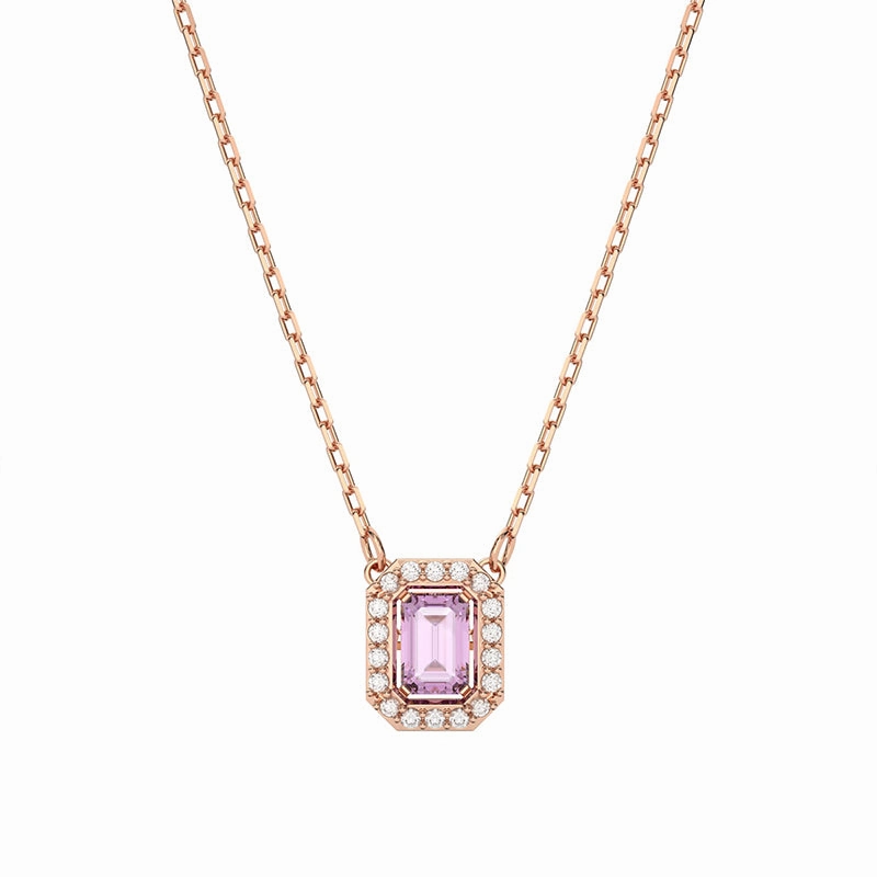 Swarovski Millenia Rose Gold Tone Plated Purple Crystal Octagon Cut Pendant
