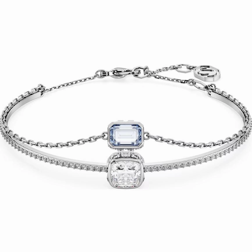 Swarovski Stilla Rhodium Plated Mixed Cut Blue Crystal Bracelet