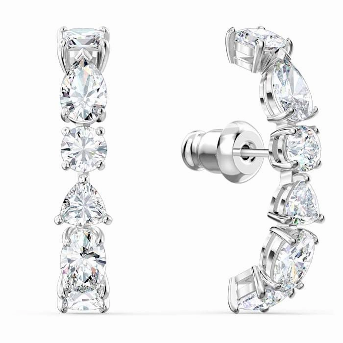 Swarovski Tennis Deluxe White Rhodium Plated Mixed Cuff Earrings