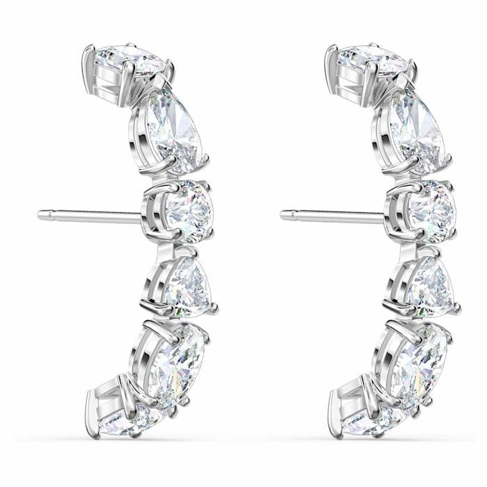 Swarovski Tennis Deluxe White Rhodium Plated Mixed Cuff Earrings