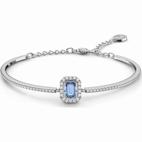 Swarovski Una Rhodium Plated Blue Crystal Bangle