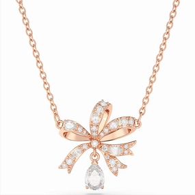 Swarovski Volta Rose Gold Tone Plated Large Octagon White Crystal Necklace
