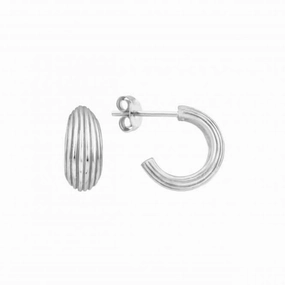 Textured Ribbed 13mm Stud Hoop Earrings 66854HP