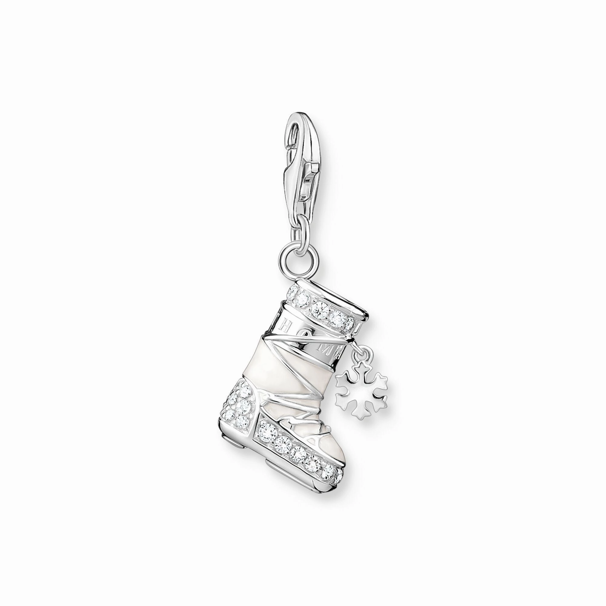 Thomas Sabo Charm Club Sterling Silver Snowshoe White Stones Charm