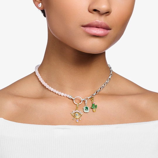 Thomas Sabo Charm necklace with beads of rose quartz silver