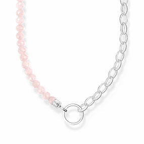 Thomas Sabo Charm necklace with beads of rose quartz silver