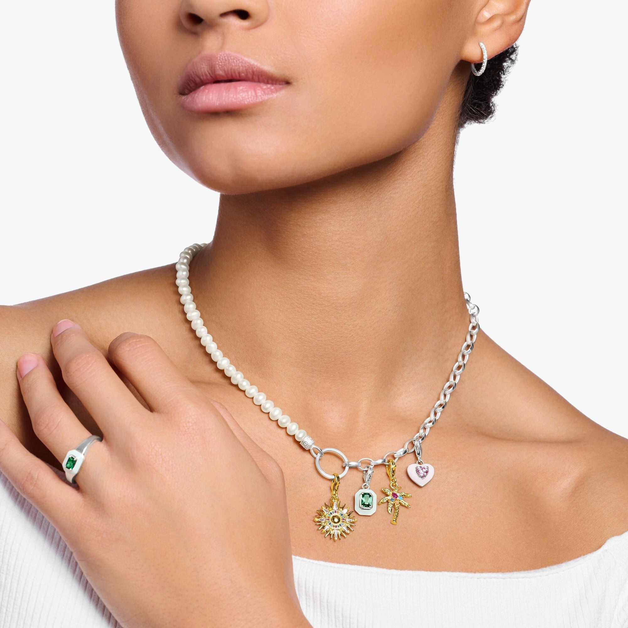 Thomas Sabo Charm pendant colourful sun gold plated
