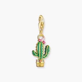 Thomas Sabo Charm pendant green cactus gold plated