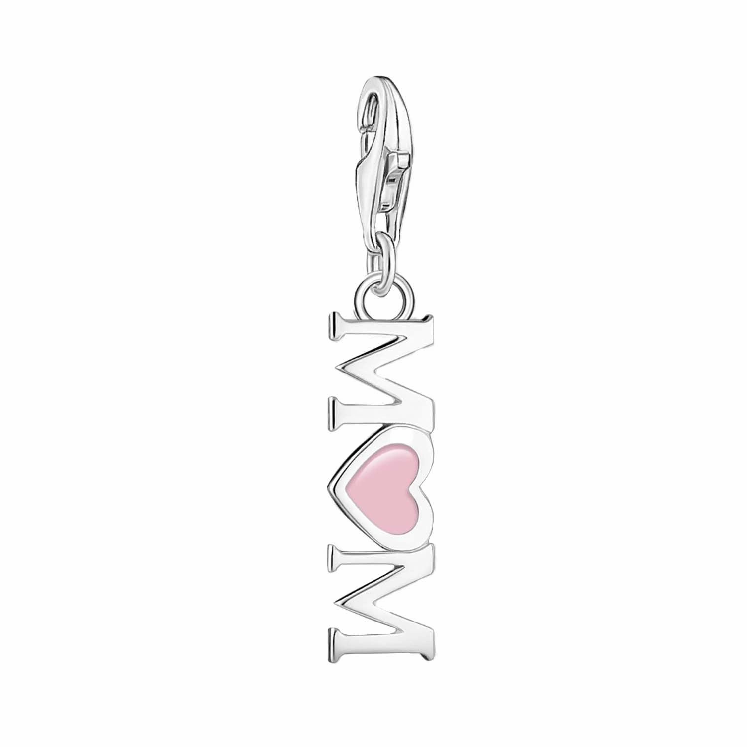 Thomas Sabo Charmista Sterling Silver Pink Mom Heart Charm Pendant